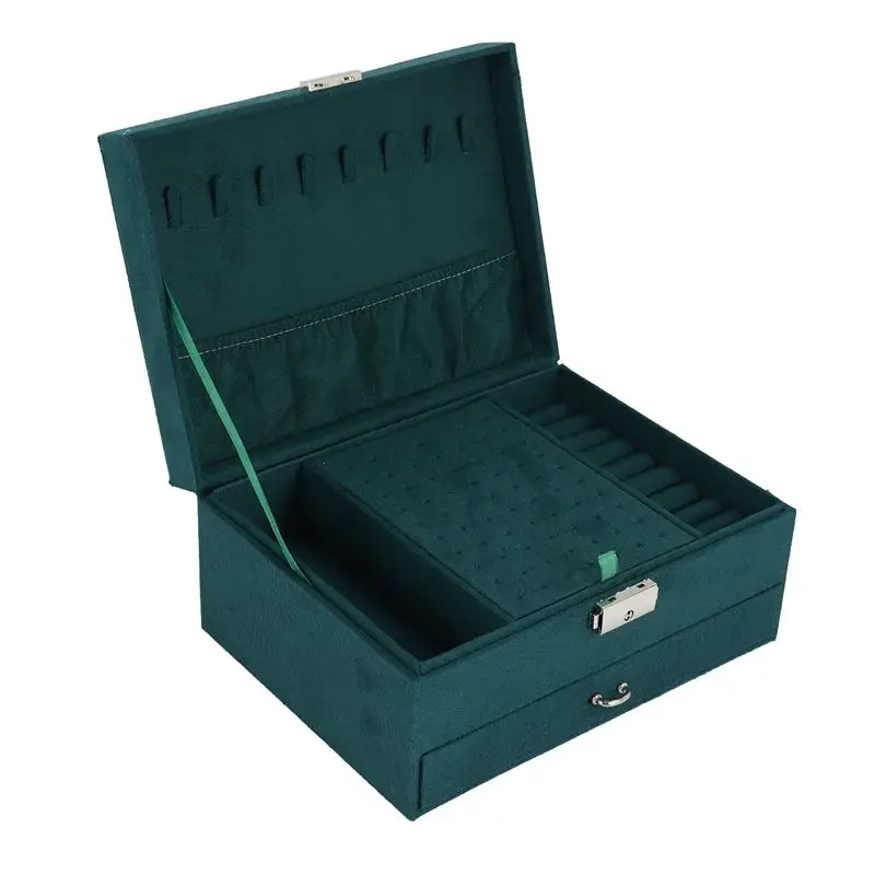 Jewelry Box Organizer, Large Necklace Jewelry Storage Organizer With Drawer Lock Women Jewelry Display Holder Case Eco-Friendly