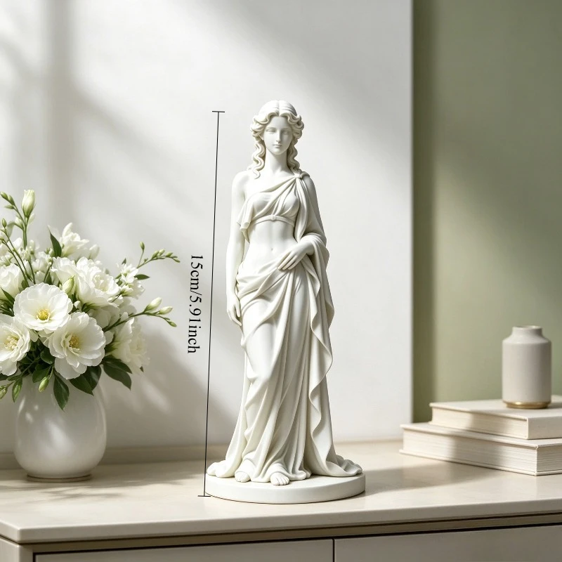 Neoclassical Female Statue,Greek Roman Bust,Goddess Head Sculpture,Home & Office Shelf Tabletop Decor,Art Collectible Ornament