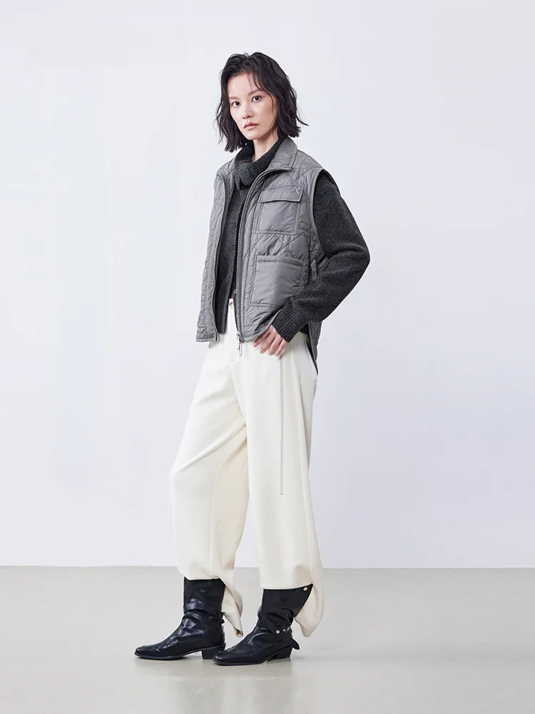 

XMOOM2025 Winter New Vintage Sle Stand Collar Diamond Pattern Cotton Vest Jaet Simple Straight Cut No Hood Polyester Fibe...