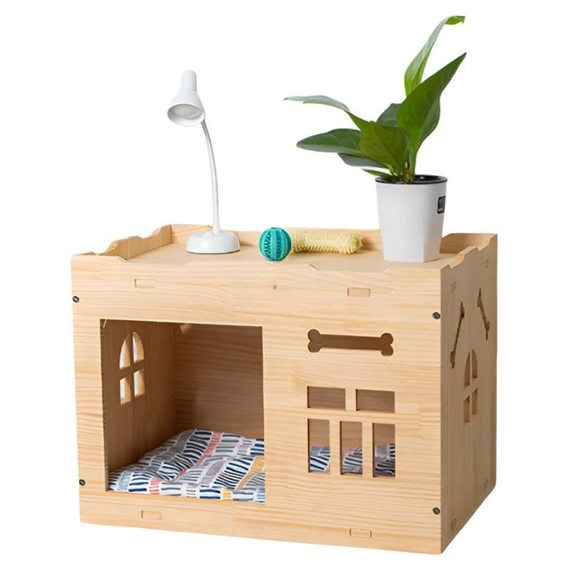 

Solid wood cat kennel pet house wooden bedside integrated multi-functional bedside cabinet pet delivery room four-season