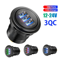 Car charger usb socket 12v type c Dual USB Car Motor Charger Socket 12-24V Dual USB Car Socket Charger LED Voltmeter