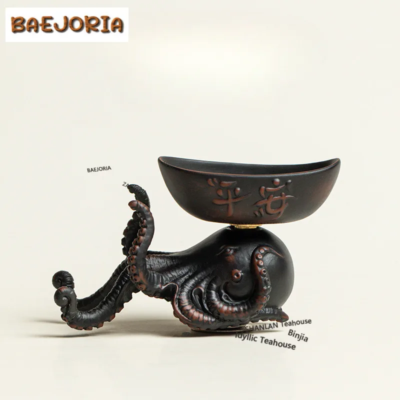 

Purple Clay Octopus Rotatable Strainer Tea Pet Handmade Flowerpot Landscaping Tea Figurine Play Toys Tea Statue Ornaments Gift
