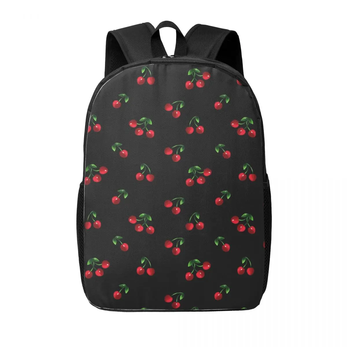 

Black Sweet Cherry Pattern Woman Backpacks Boys Girls Bookbag Students School Bags Portability Laptop Rucksack Shoulder Bag