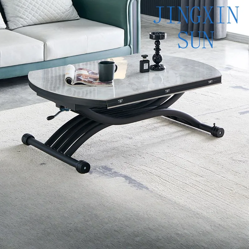 Multifunctional lifting coffee table dining table dual-purpose integrated round movable folding