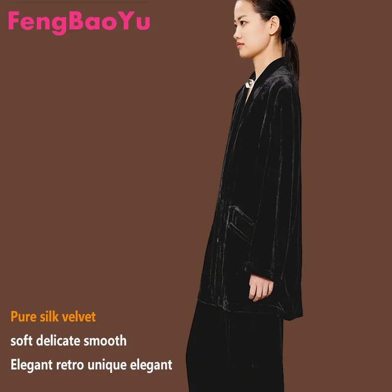 

Fengbaoyu Natural Silk Velvet Women's Business Casual Elegant Blouse Soft and Comfortable Luxury Women's Clothing Spring-Autumn