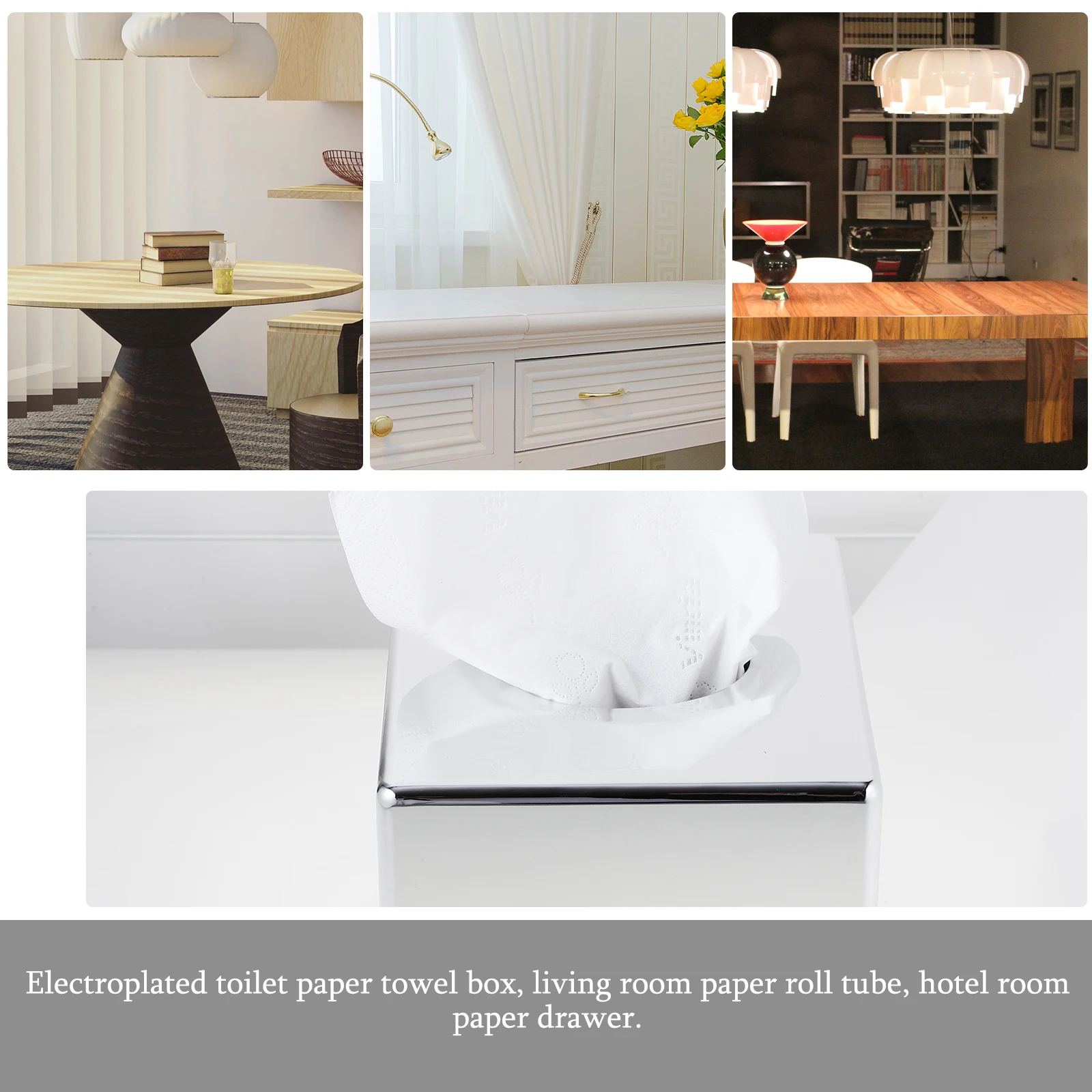 

Electroplated Plastic Household Tissue Box ABS Material Dustproof Square Decorative Napkin Holder Cover