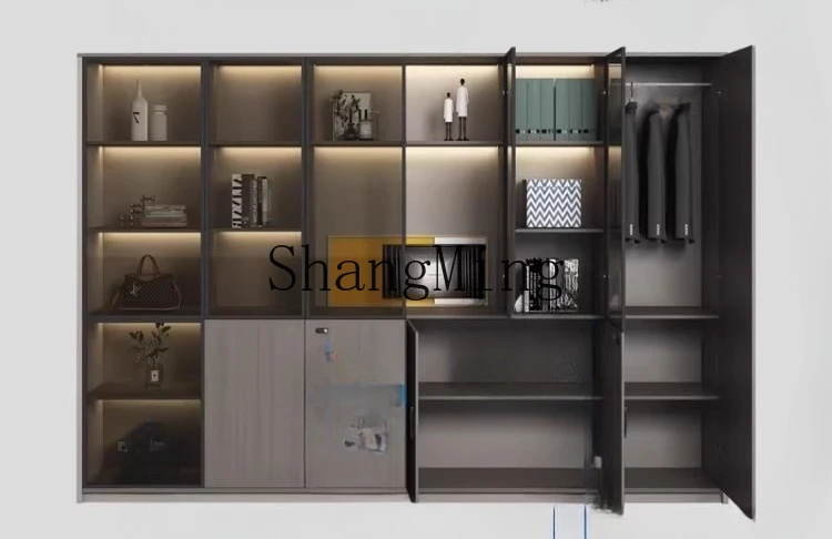 ZYY office background file cabinet wooden data simple solid wood storage storage cabinet