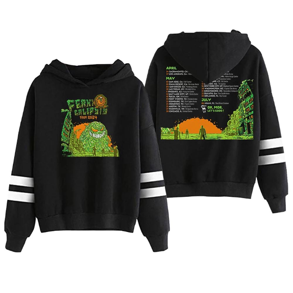 Feid Ferxxocalipsis Tour 2024 Merch Hoodie Pocketless Parallel Bars Sleeve Streetwear Women Men Sweatshirt Hip Hop Clothes