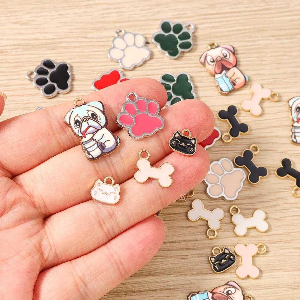 Tusember 10 Stück Mix Cartoon Welpen-, Hunde-, Katzenpfoten-Anhänger Tieranhänger für Halsketten, Ohrringe, DIY-Armbänder, Schmuckzubehör – Detail 4