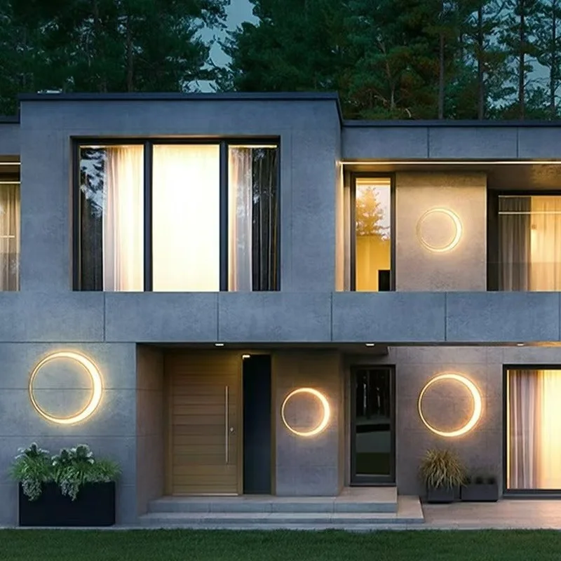 Outdoor Moon Wall Light IP65 Waterproof Porch Garden round Wall Lamp Patio Garage Door Antiwa Artistic corridor background lamp