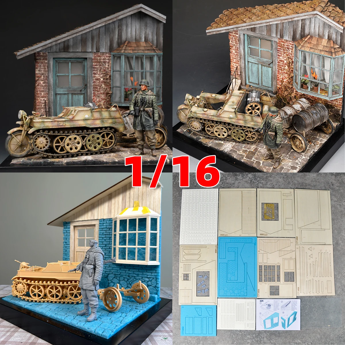 

Assembly Architectural model sand table single-family home bungalow Rural housing house diorama Scale model kit 1/16