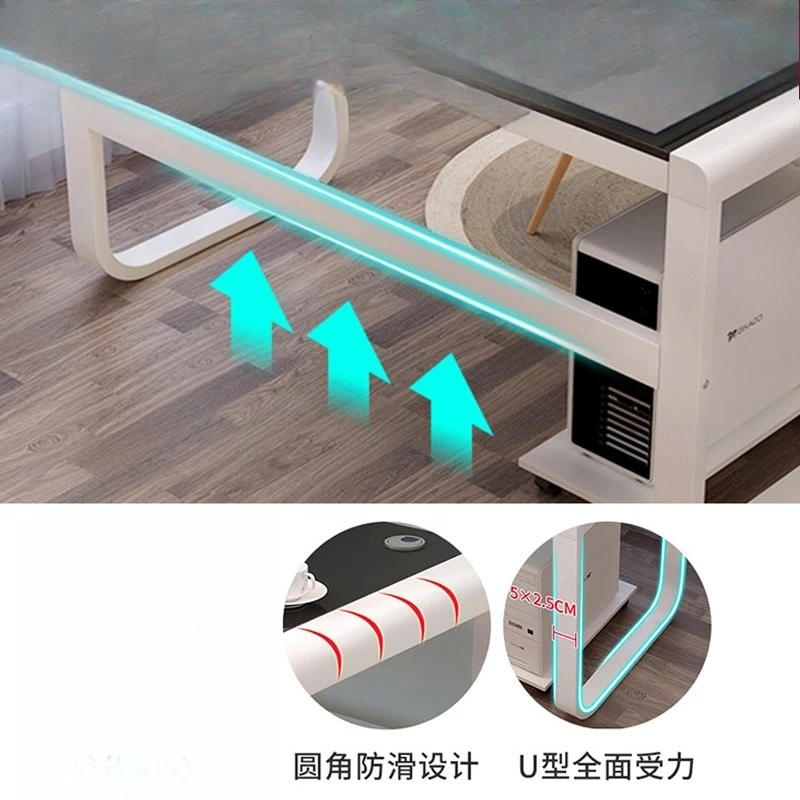 Scrivania per computer desktop, tavolo da studio per studenti domestici, semplice, vetro temperato