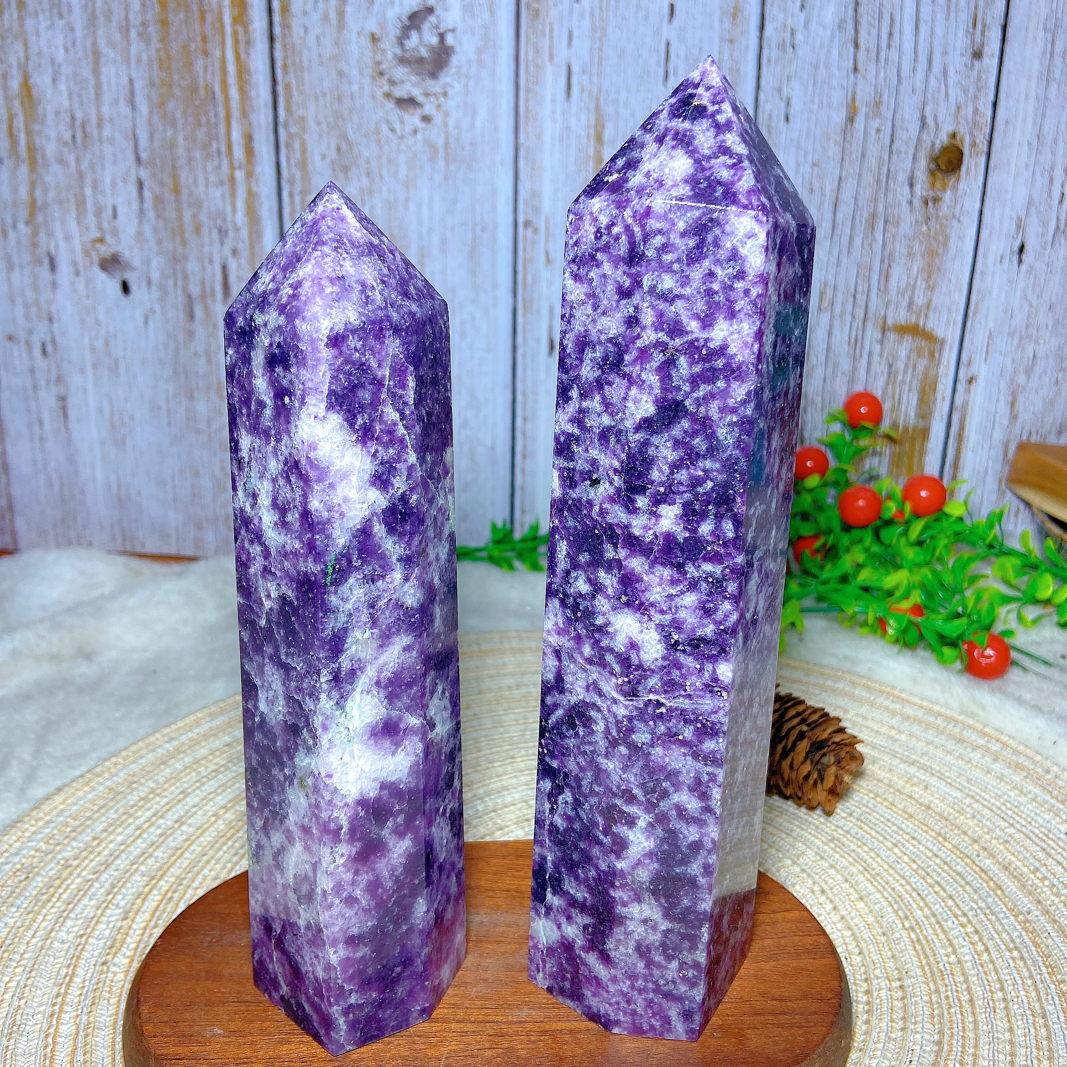 Healing Natural Crystal High Quality Lepidolite Tower Point Silver Flash Energy Ore Home Decorations Holiday Greden Gift