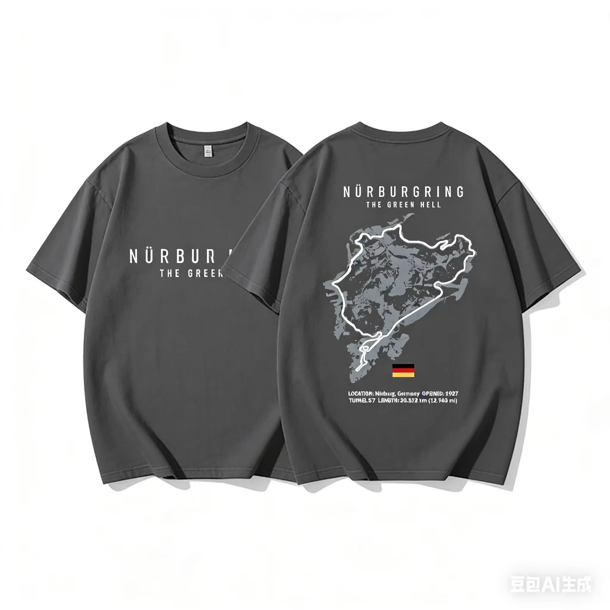 Men's Nurburgring -Camiseta North Loop Circuit Map Printed Pure Cotton T-shirt Casual Wear for Car Enthusiast Summer T Shirt