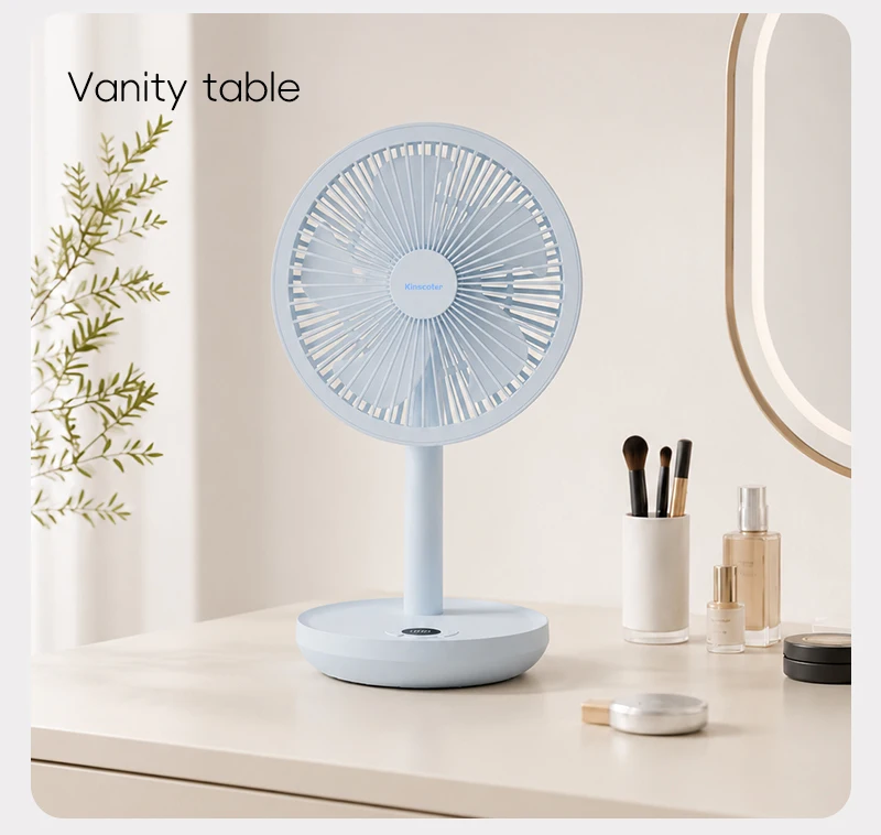 BLDC Oscillating Desktop Fan 4000mAh 5 Wind Speeds Silent Portable Rechargeable Fan with Timing Function for Home Room Gift