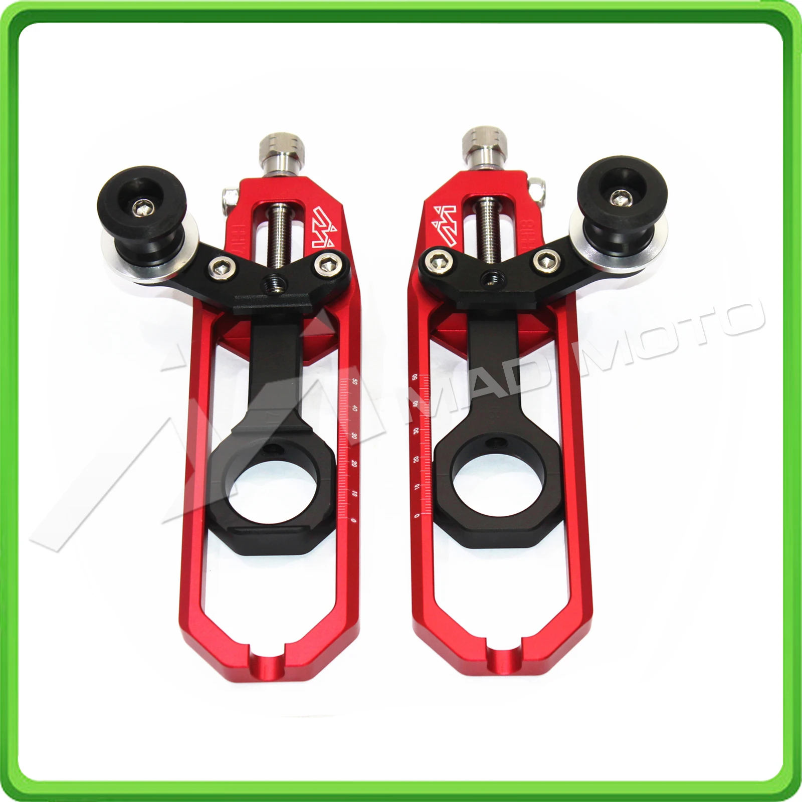 Motorcycle Chain Tensioner Adjuster with Spool fit for BMW HP4 2012-2014,S1000R 2014-2016,S1000RR 2009-2014 Red & Black