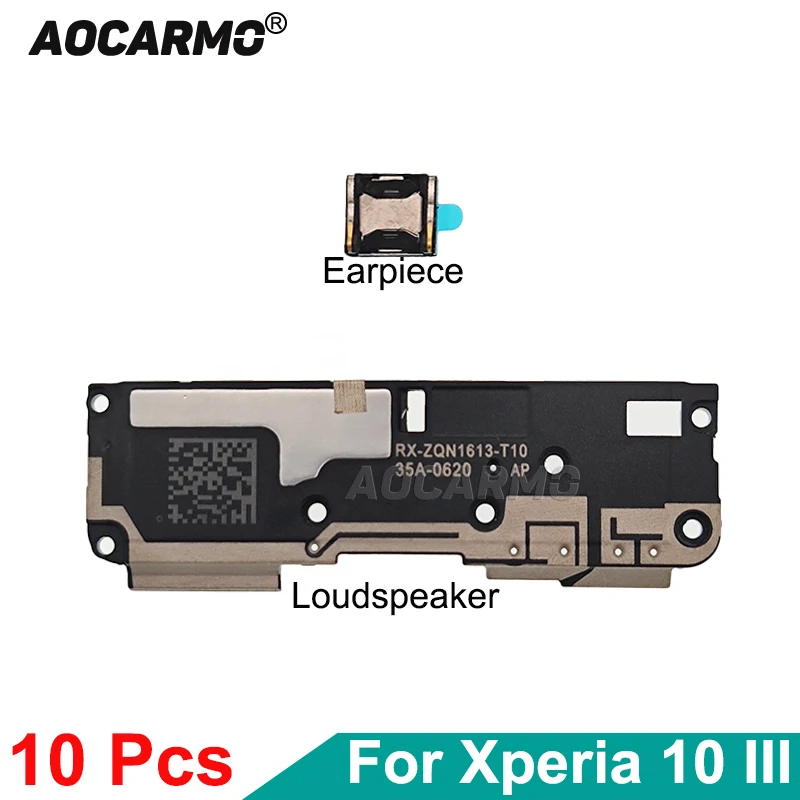 Aocarmo 10Pcs For Sony Xperia 10 III Mark3 X10III Top Ear Speaker Earpiece Receiver Earphone With Adhesive Bottom Loudspeaker