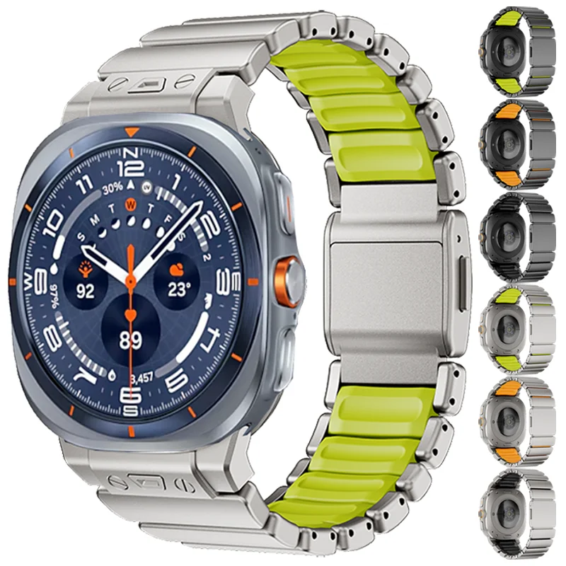 

Titanium Ruber Band for Samsung Galaxy Watch Ultra 2025 2024 Luxury Metal Strap for Galaxy Watch Ultra 47mm Watchband Bracelet