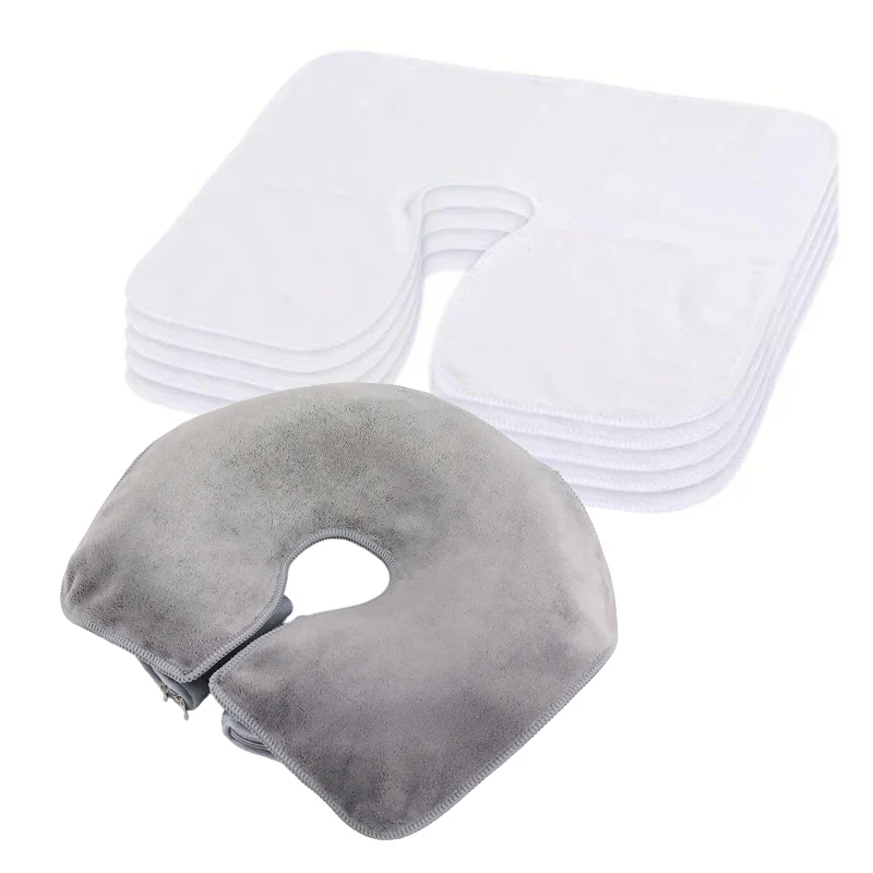 【Microfiber Head Pad Towels U-Shaped Facial Pillow Covers Thickened Headrest Cushion Facial Care Beauty SPA Massage Supplies】 view 2