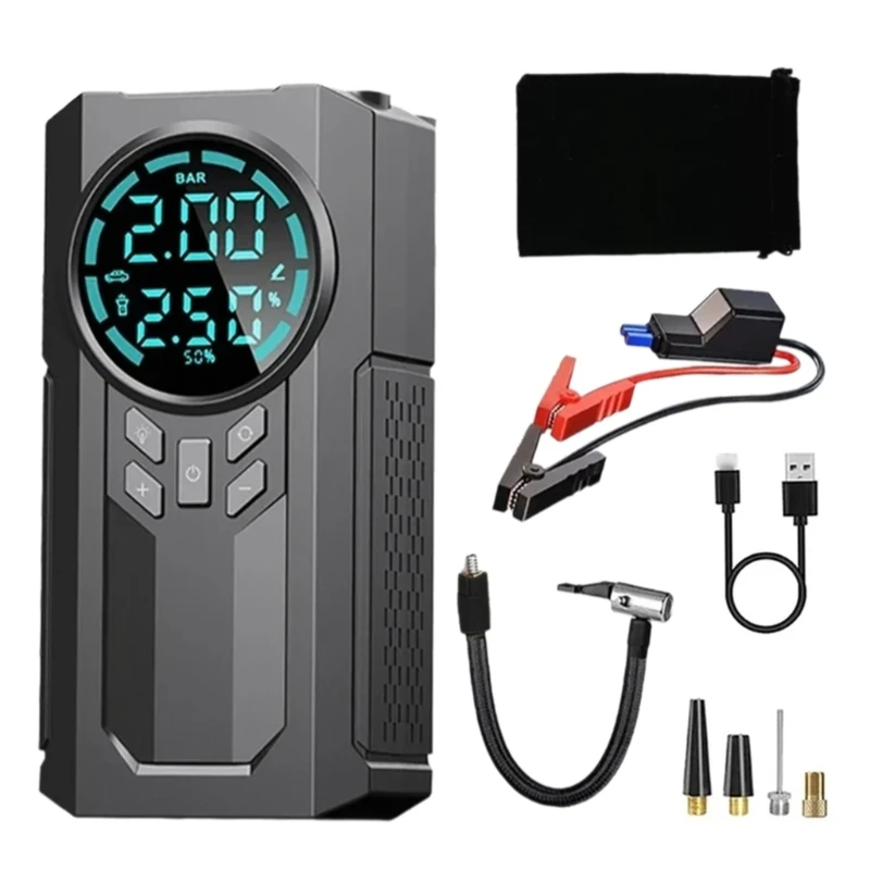 Tire Inflator 12V Car Jump Starter Air Compressor for Car Tires Balloons with Digital Pressure Gauge