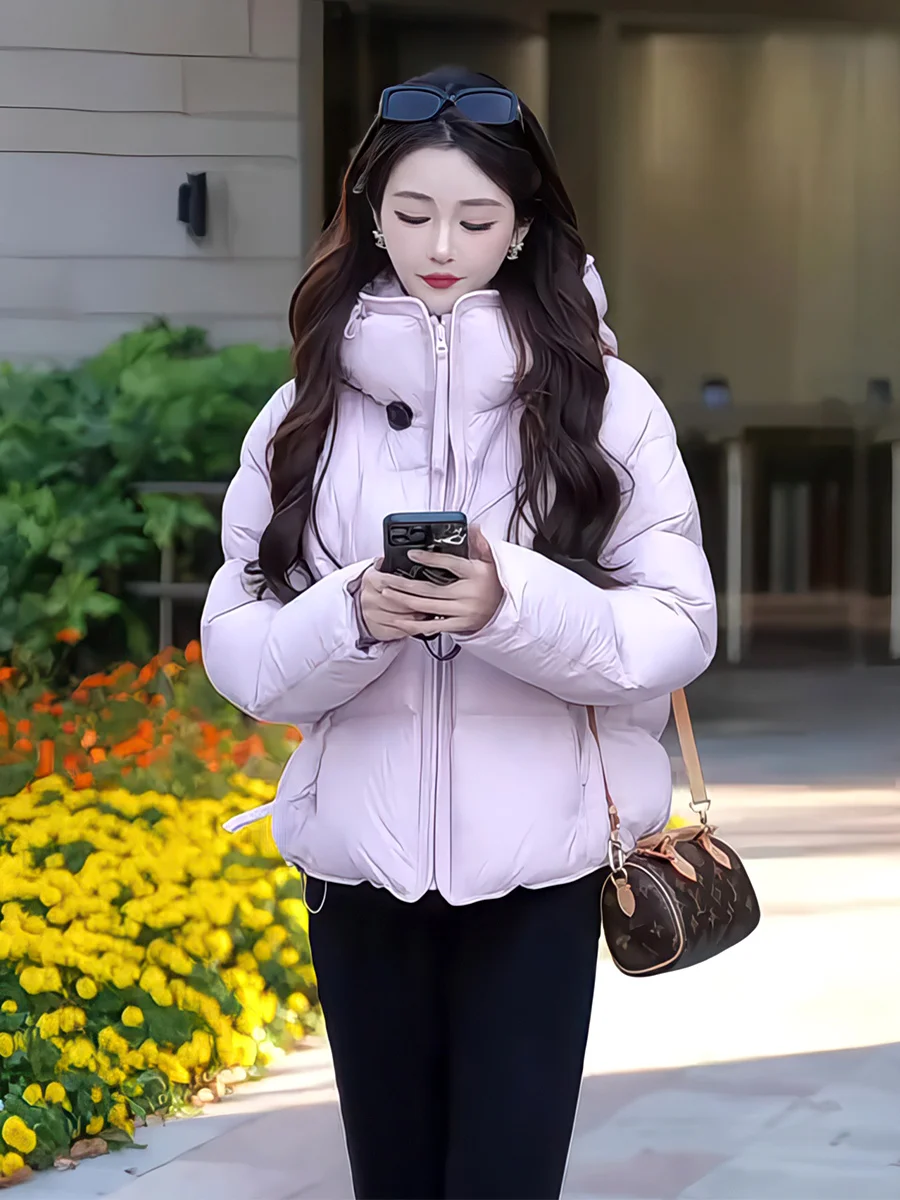 

Winter New Women's Thiened Warm ort Hooded down Jaet 90% White Du Feather Bread Sle Coat Casual Ci Leisure