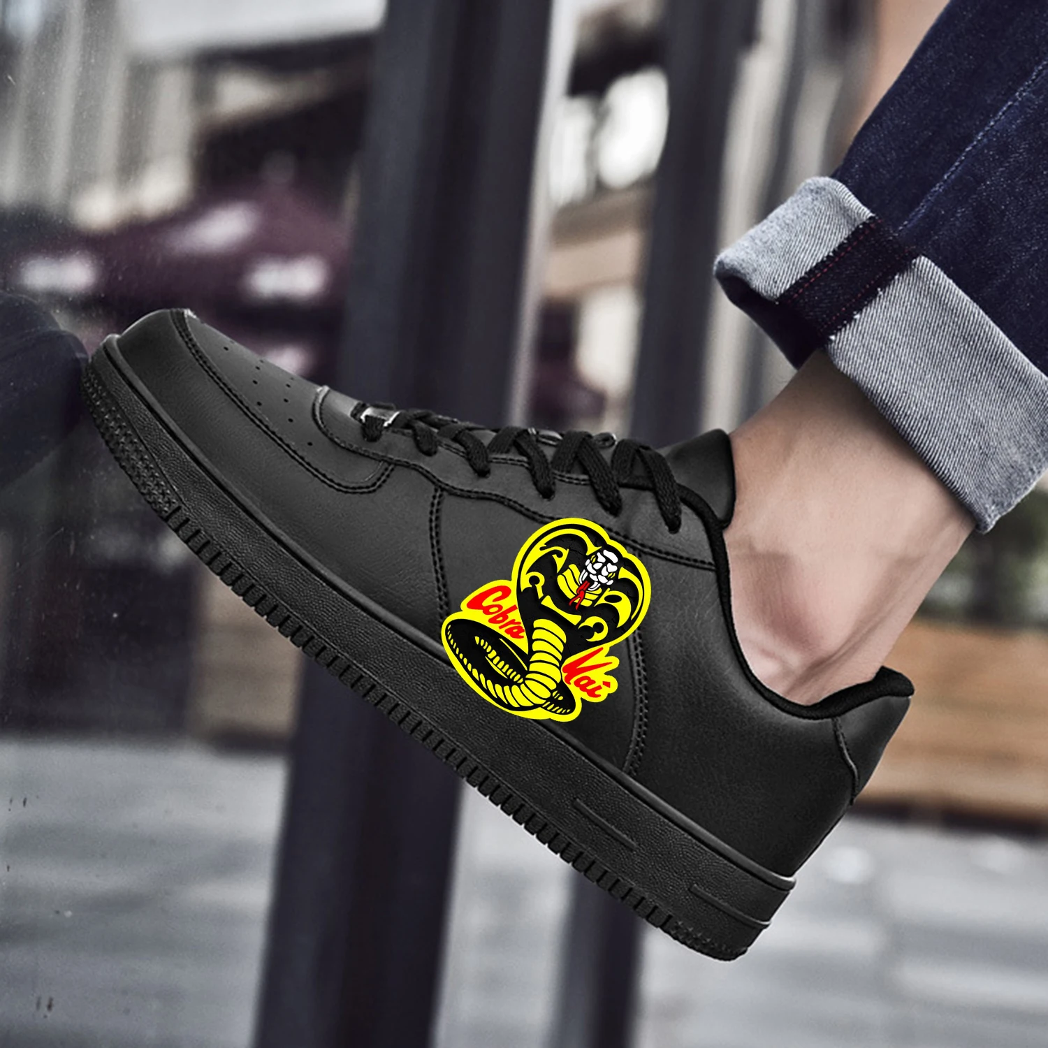 

Cobra Kai No Mercy Snake AF Basketball Mens Womens Sports Running High Quality Flats Force Sneakers Lace Up Mesh Custom Shoe