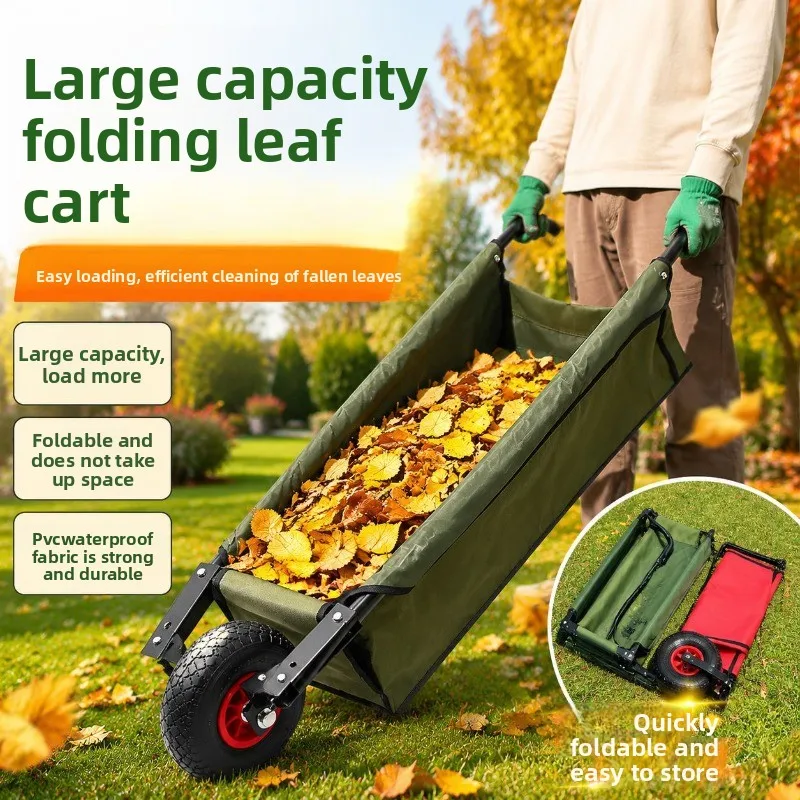 Foldable Garden Cart Single Wheel Hand Pull Utility Wagon for Yard Lawn Farm Use