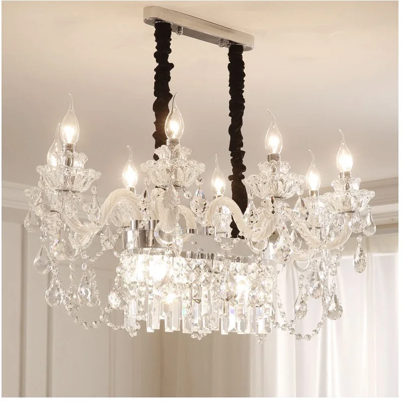 Rectangle Gold /Silver/Cognic/Smoky Gray Crystal Chandelier Dining Room Pendant Lighting For Dining Room  Indoor Light Fixtures