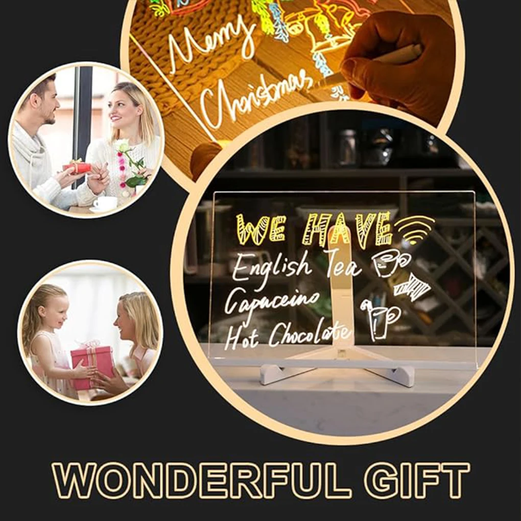LED light up acrylic message board Erasable USB Children’s Drawing Board DIY for Birthday Gifts Bar Cafe Advertising Boards