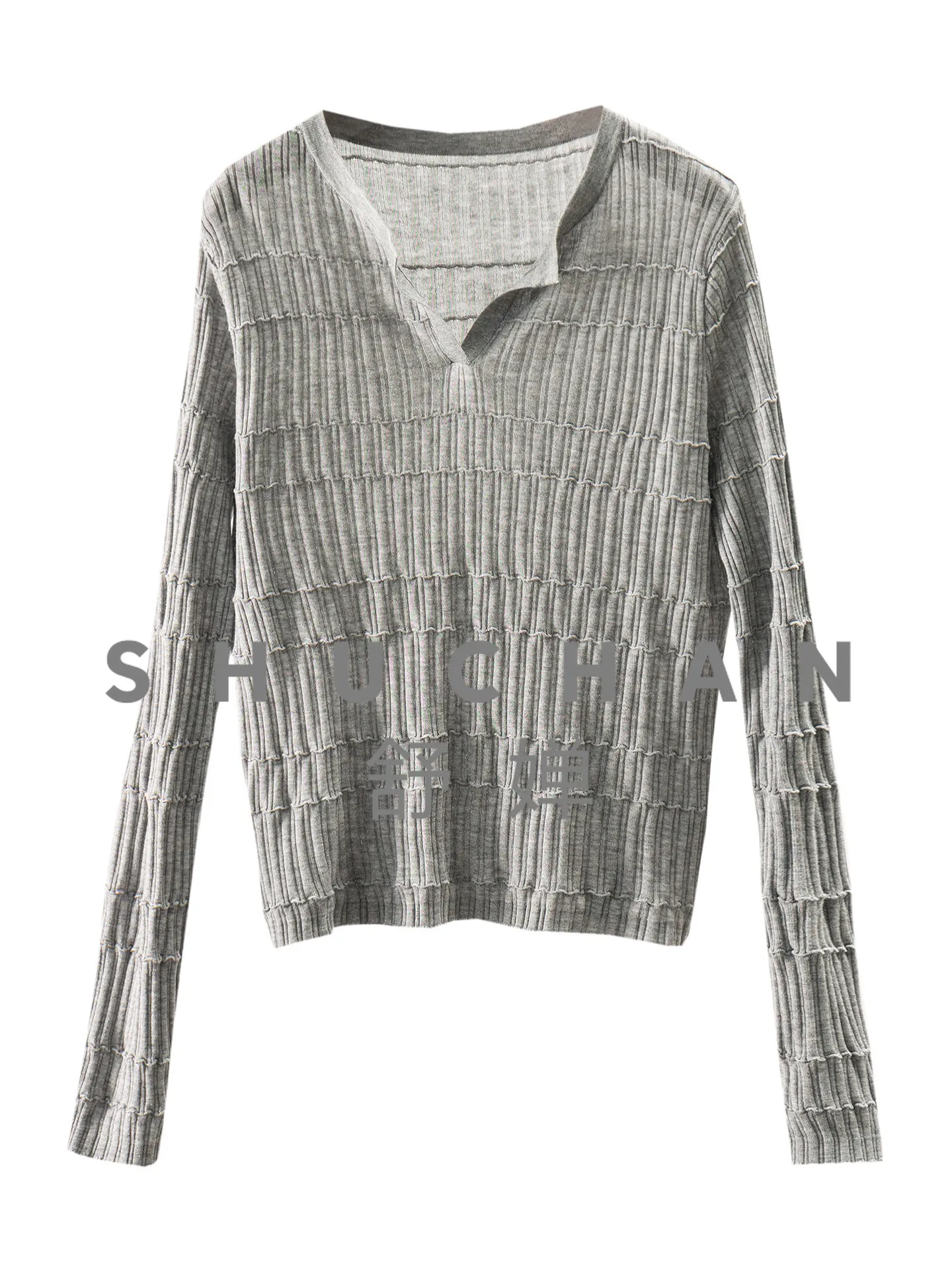 

Small waist, high elastic curve, thin lyocell wool with silk knitted sweater H women 31G0