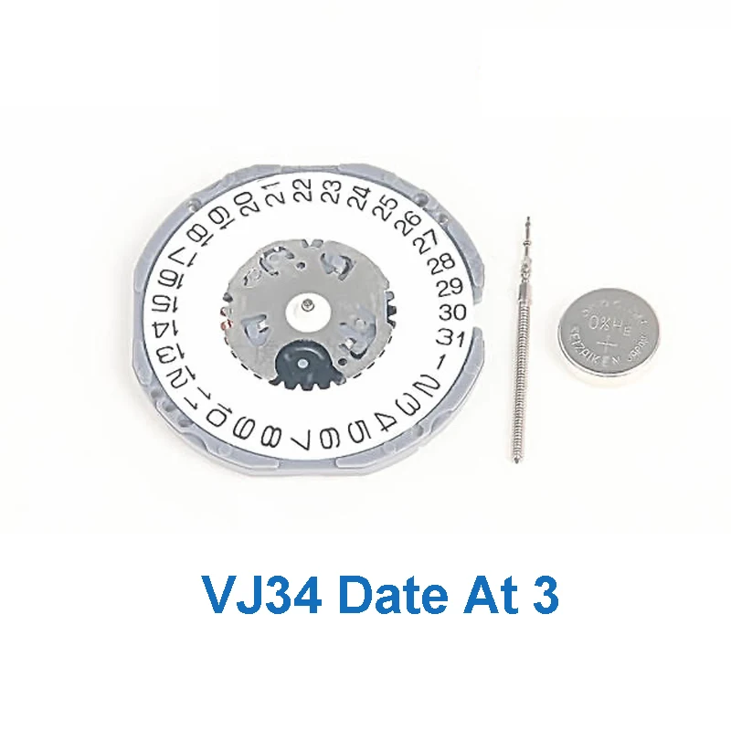 VJ34 Movement Japan New Original VJ34B Quartz Movement 2Hands Date At 3/6 Watch Movement Accessories