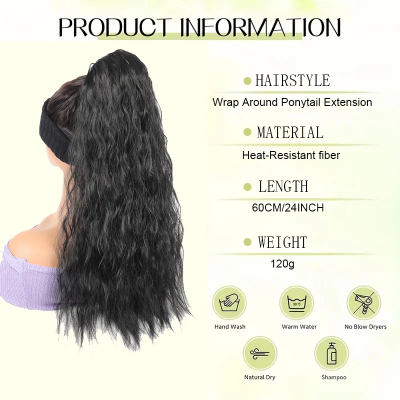 Magic stick corn whisker ponytail wrap style bubble wrap long ponytail wig heat-resistant fiber wig easy to wear and natural