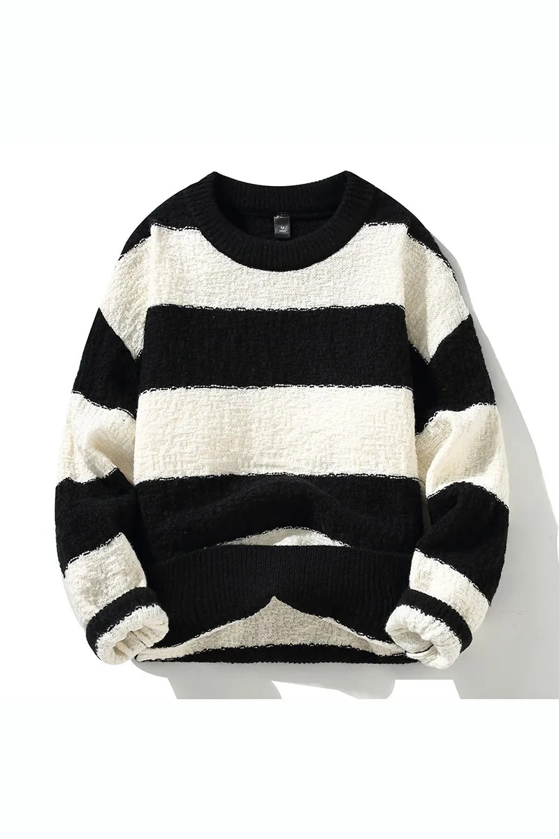 2023 Winter New Men's Stripe High-Quality Fashion Trend Sweater autumn Men Casual Comfortable Loose Warm Sweaters men size M-3XL