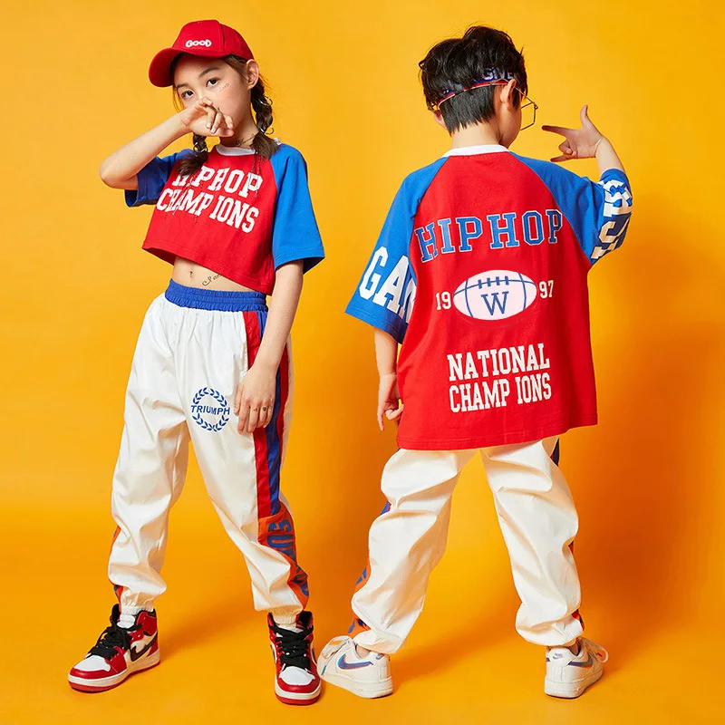 Vestiti di moda per bambini Hip-hop, stile marea nazionale hip-hop, vestiti da spettacolo per ragazze crop top, costumi hiphop