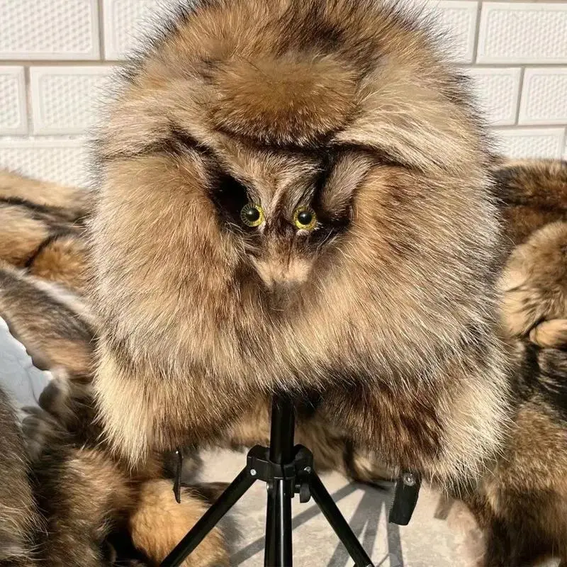 حار روسيا الرجال ريال فوكس الفراء مجموعة قبعة الشتاء الفراء قبعة الساخن Genunie الراكون الفراء جديد الرجال أصيلة رسمية الصلبة الفراء Caplets قبعة