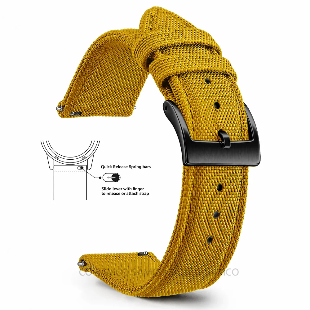 Hochwertige Segeltuch-Uhrenarmbänder, Premium Nylon-Uhrenarmbänder, 18mm 20mm 22mm Schnellwechsel-Uhrenarmbänder, für Herren und Damen