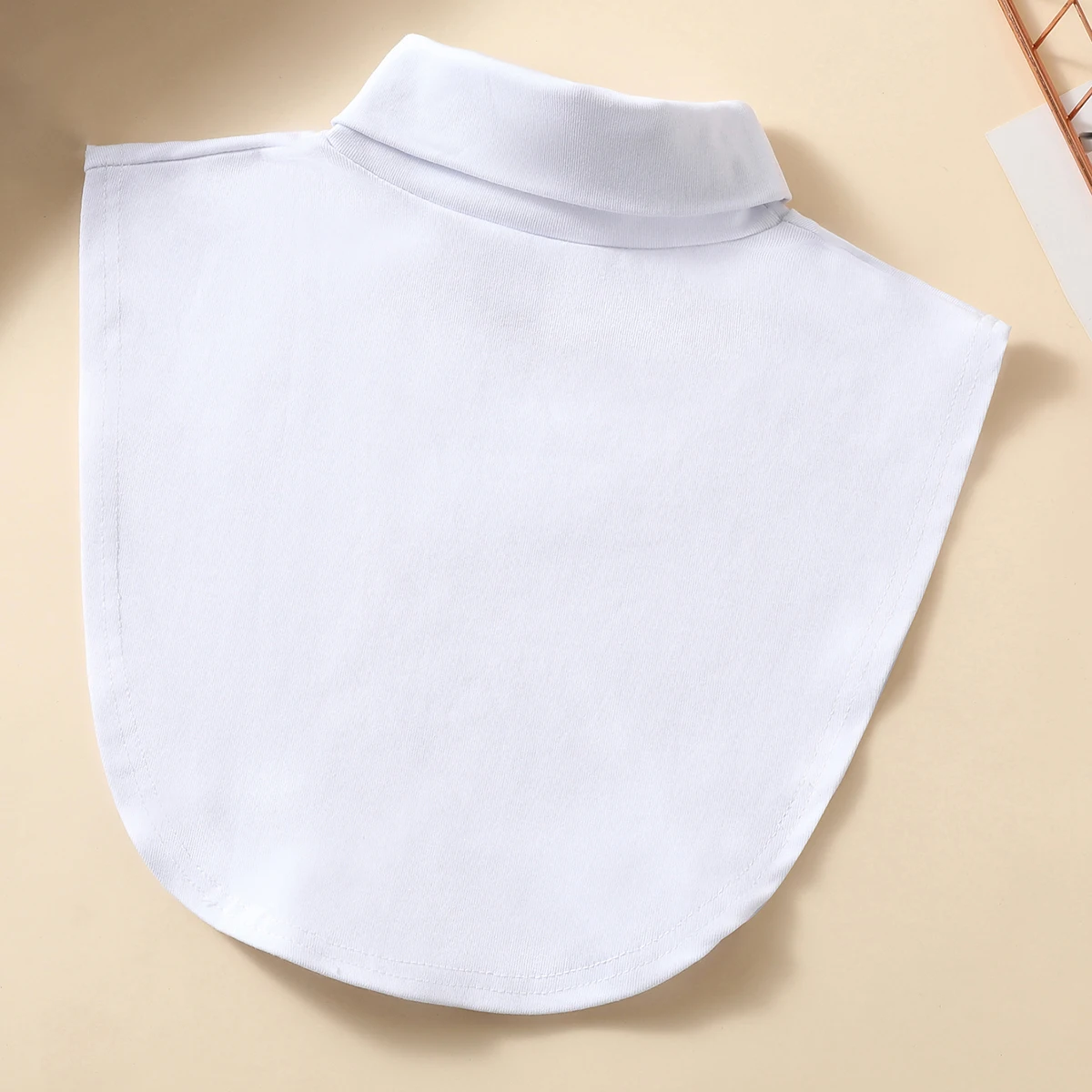 محبوك عالية الرقبة وهمية طوق المرأة المألوف ومتعددة الاستخدامات الدافئة حماية الرقبة وشاح مطاطا جيرسي الياقة المدورة #4