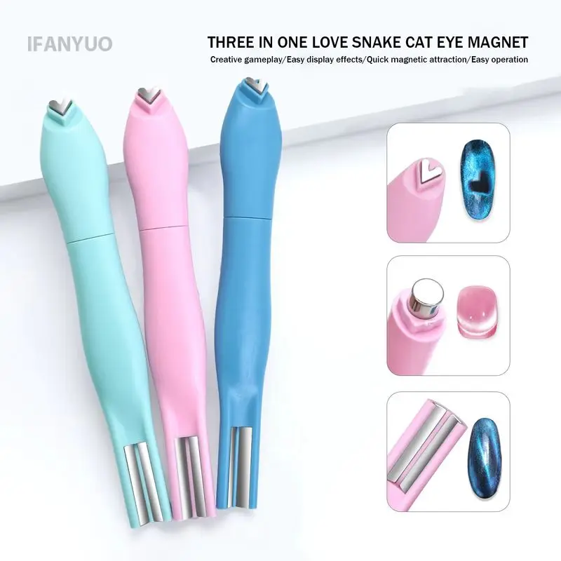 

Магнит для ногтей Love Heart 3in1 3d с эффектом кошачьего глаза, двойная линия, лунный змеиный узор, французские ногти, УФ-притяжение, магнитная палочка для маникюра