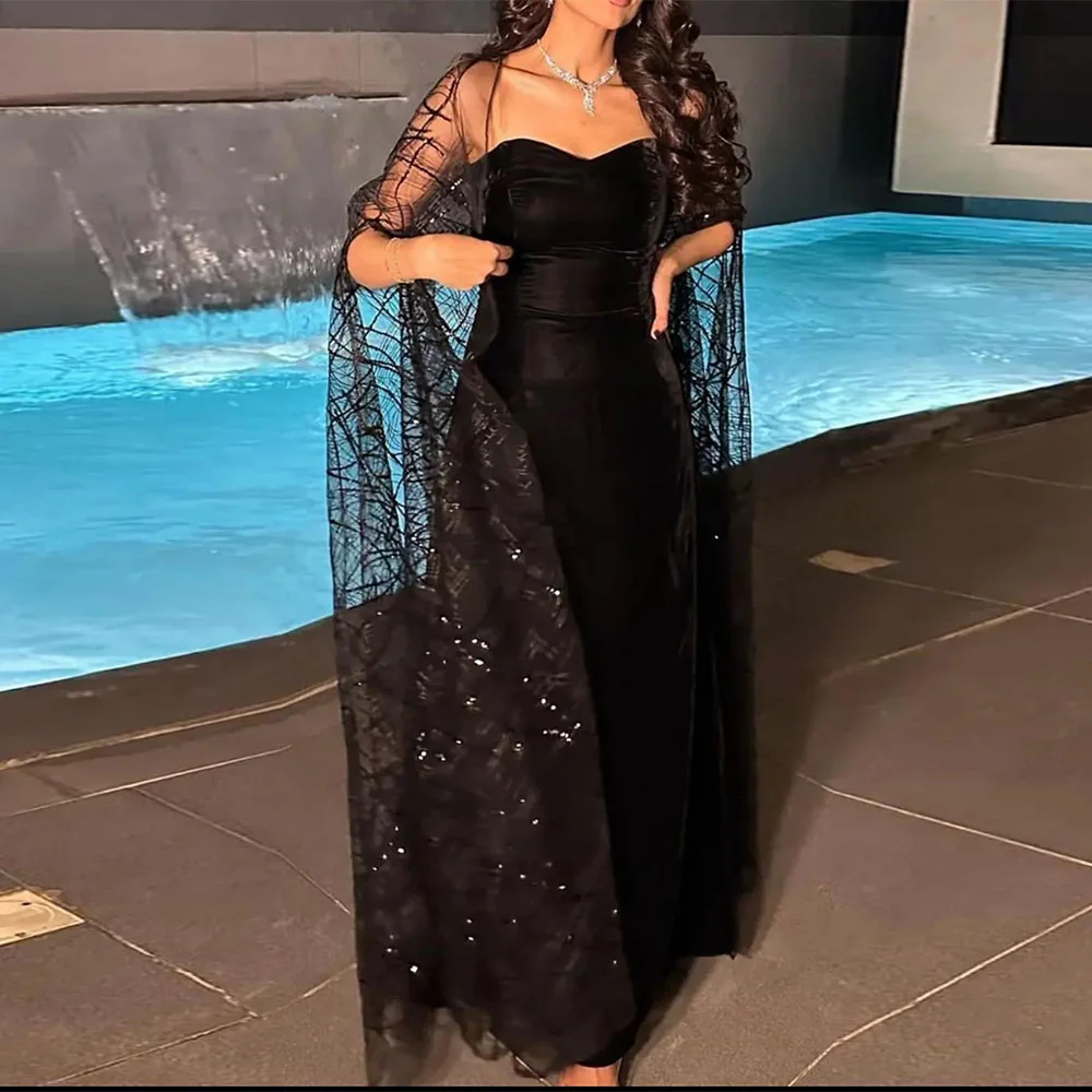 

Modern Sleeveless Sweetheart Evening Dress with Shawl Elegant Straight Customized Celebrity Gowns High Quality Velour Prom Dress