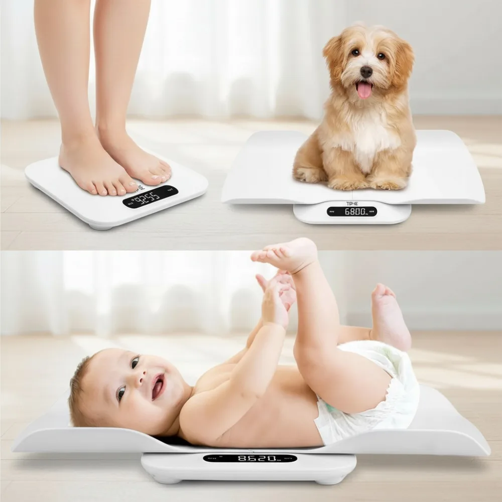 

Детские весы со съемным подносом, весы для домашних животных для кошек и собак, цифровой светодиодный дисплей, автоматическое вращение, макс. 400 фунтов/180 кг