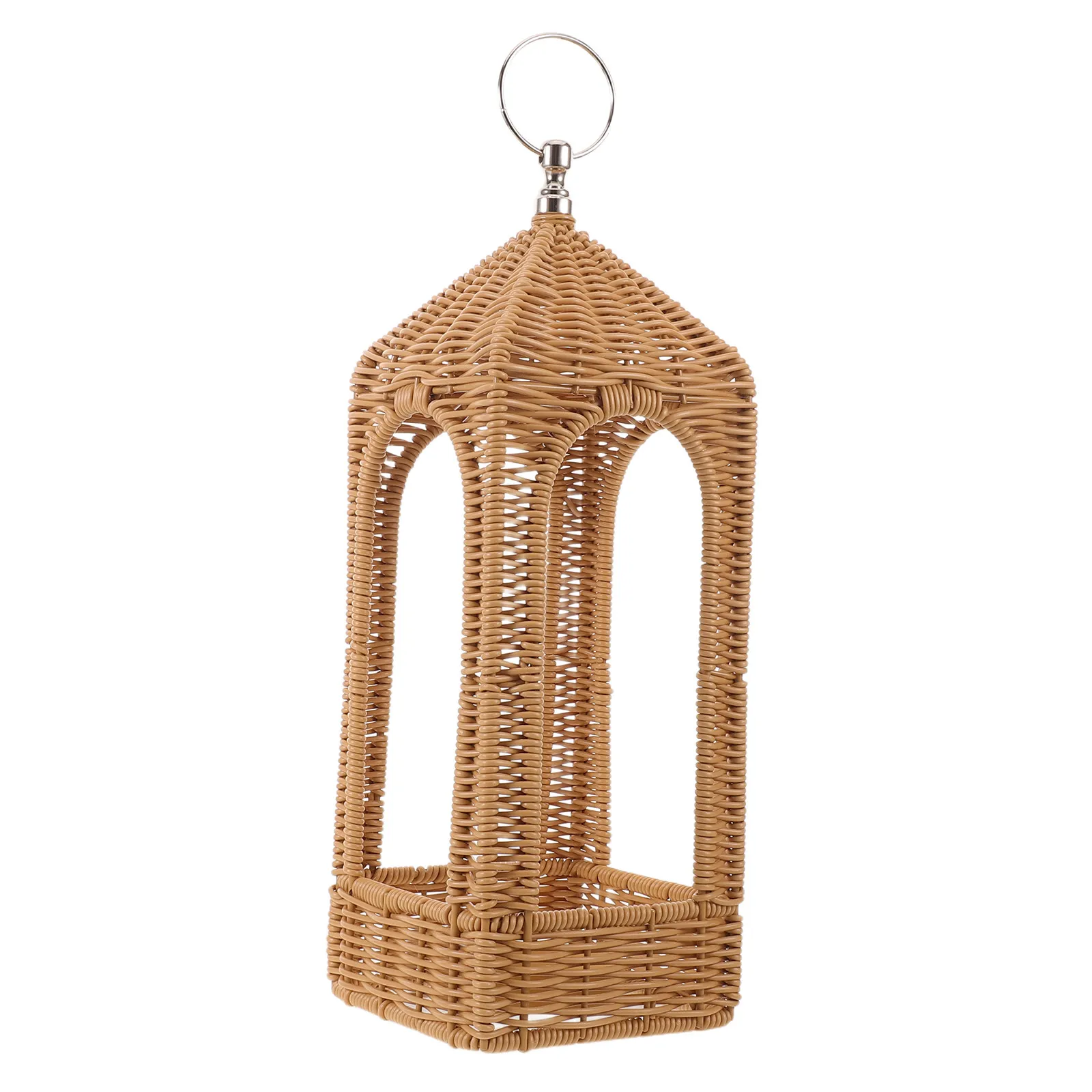 

Pe Wicker Hanging Lantern Handwoven Simulated Rattan Lampshade Outdoor Decor Garden Porch Balcony Flameless LED Tealight Holder