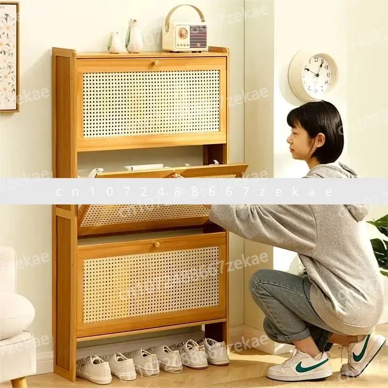 خزائن الأحذية الصغيرة الاسكندنافية، رف الأحذية الجانبي الضيق للغاية، بسيط مائل متعدد الطبقات، شقوق منزلية رفيعة للغاية على الحائط #4