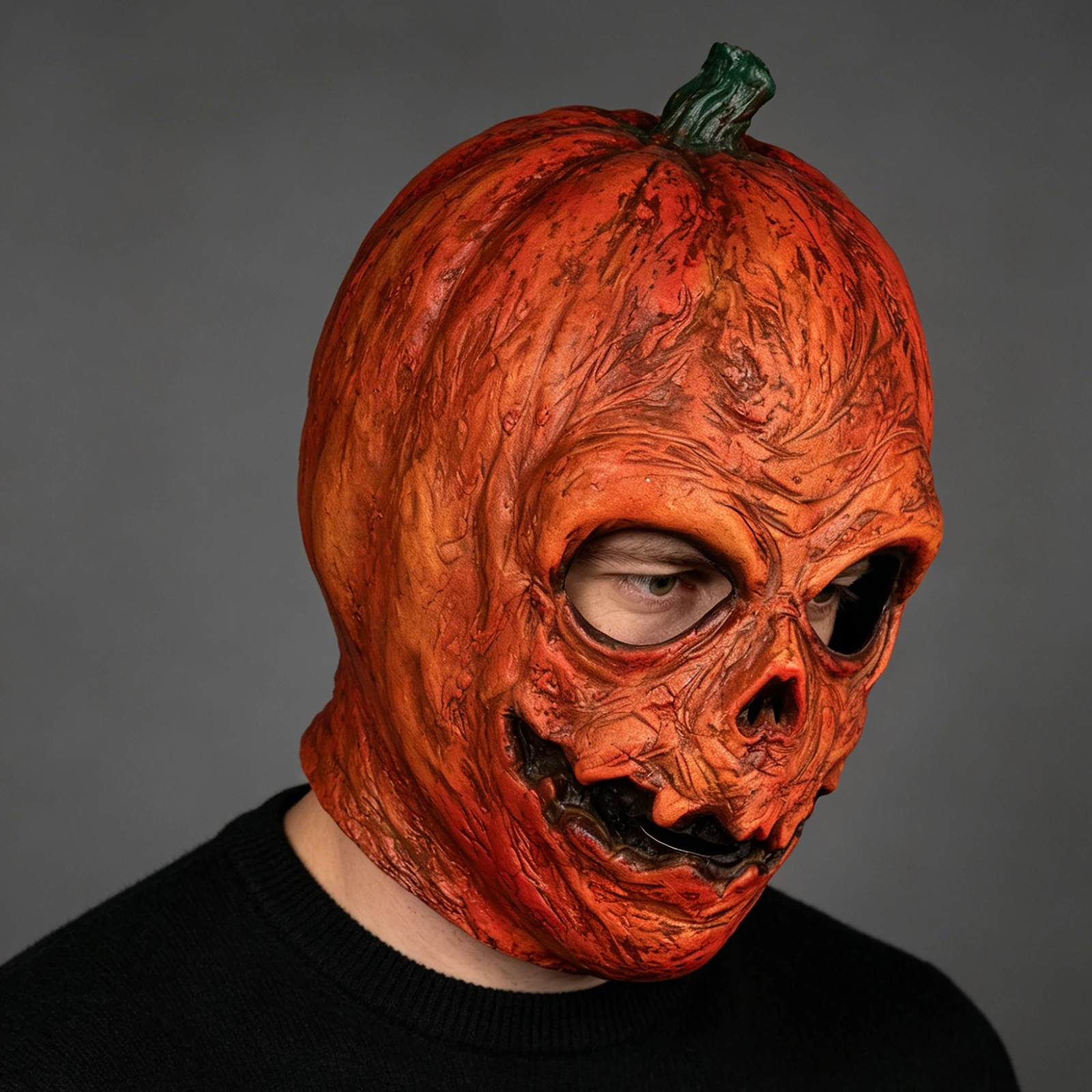 Horror Pumpkin Full-Face Mask, Perfect for Holiday Party Costumes, Ideal for Halloween Pranks, Masquerade Balls, and Carnival Parties view 2
