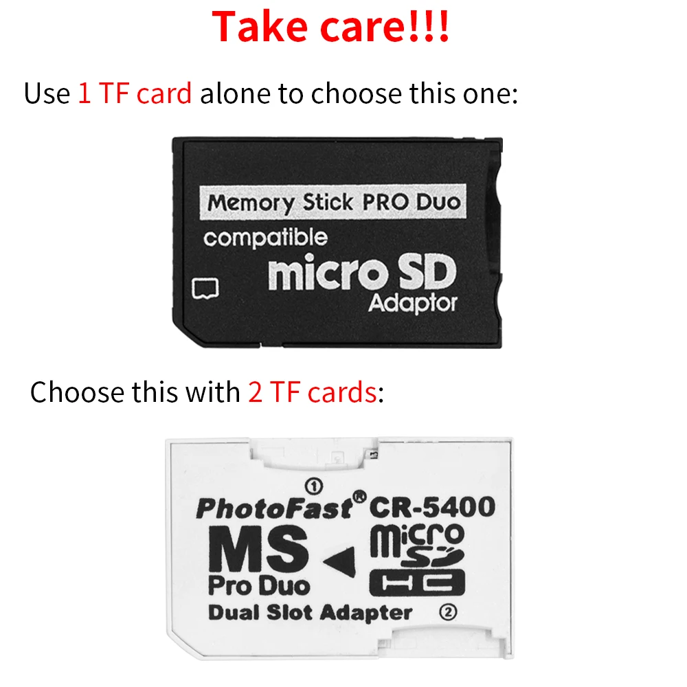 TISHRIC Mini Memory Stick Pro Duo Card Reader Micro SD TF to Memory Card Adapter Single Dual Support 16GB TF Card Memory SD Card