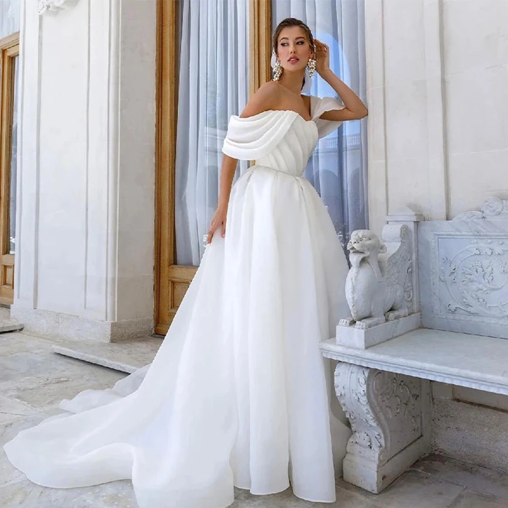 

Elegant Wedding Dresses Boho Off Shoulder Gorgeous Beautiful Fascinating Fluffy Mopping New Bridal Gowns Beach Sexy Open Back