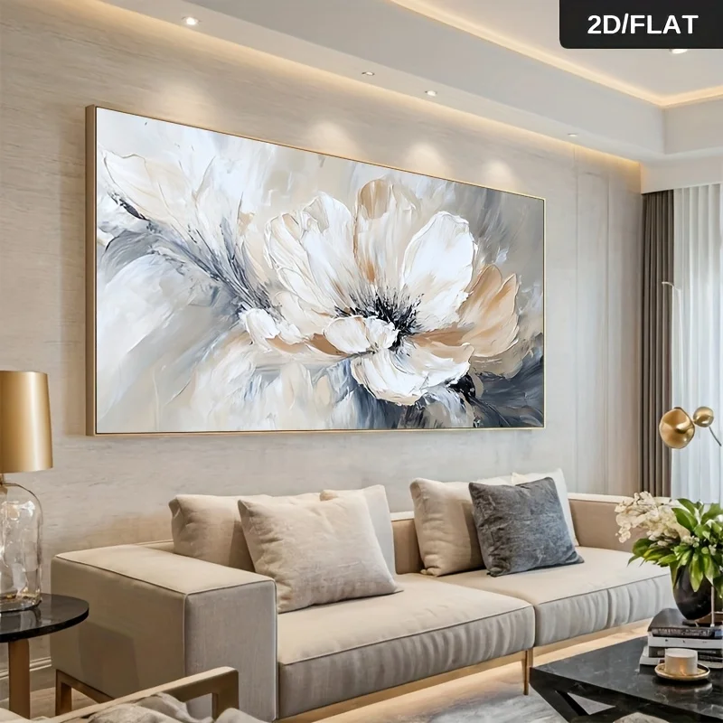 

2D Flat, Large Frameless Modern Abstract Floral Canvas Wall Art Vintage Flowers Painting Prints for Living Room, Bedroom Decor