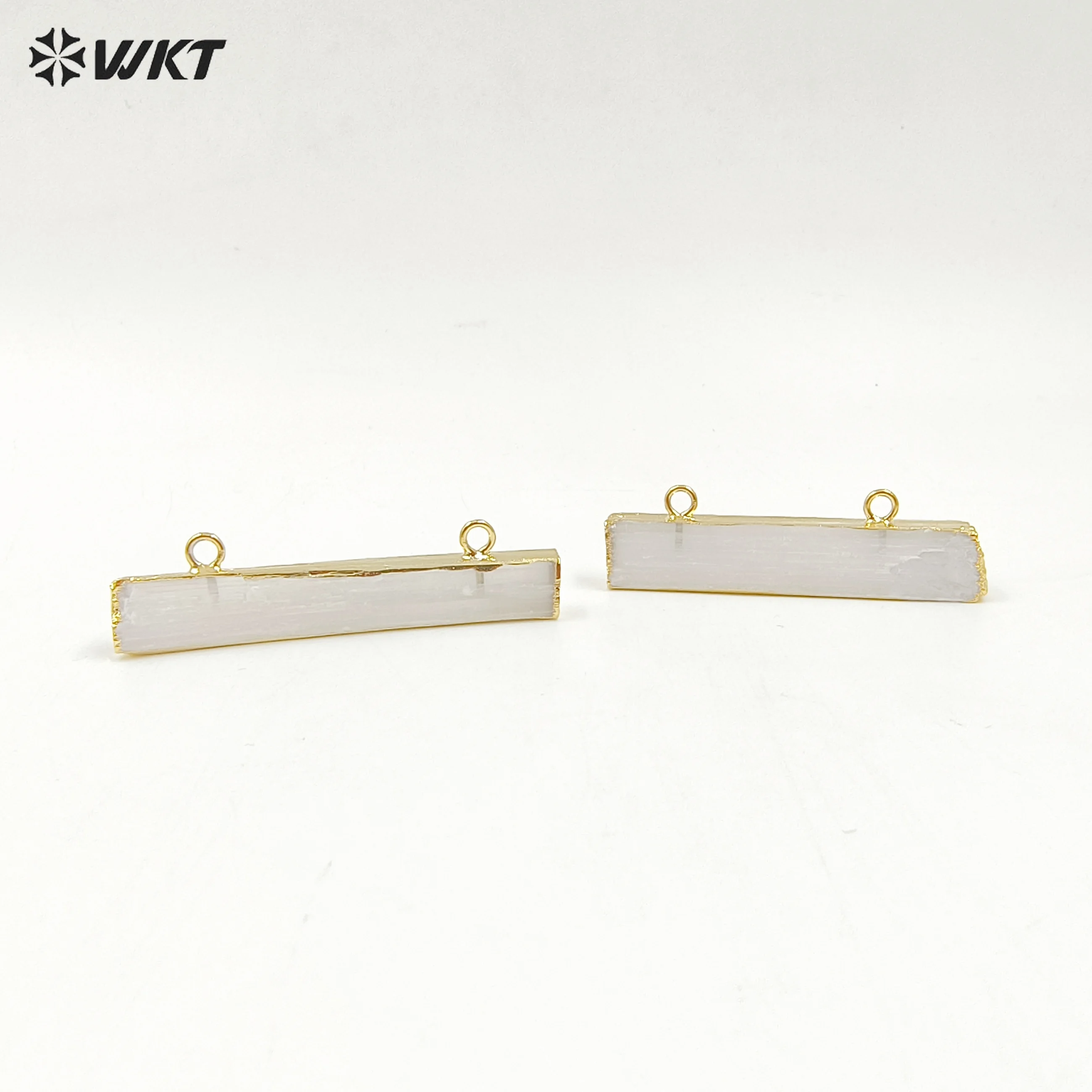 

WKT WT-P1311 Rectangle Shape Selenite Stone Necklace Pendant 2018 Fashion Metal Plated Jewelry for Women