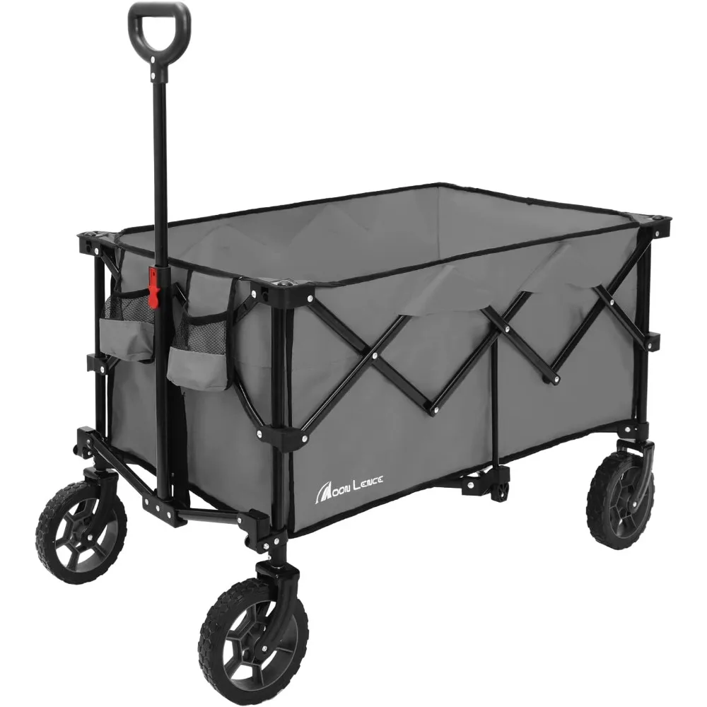 

Collapsible Folding Wagon Cart Heavy Duty Folding Garden Portable Hand Cart with All-Terrain Beach Wheels, Adjustable Handle