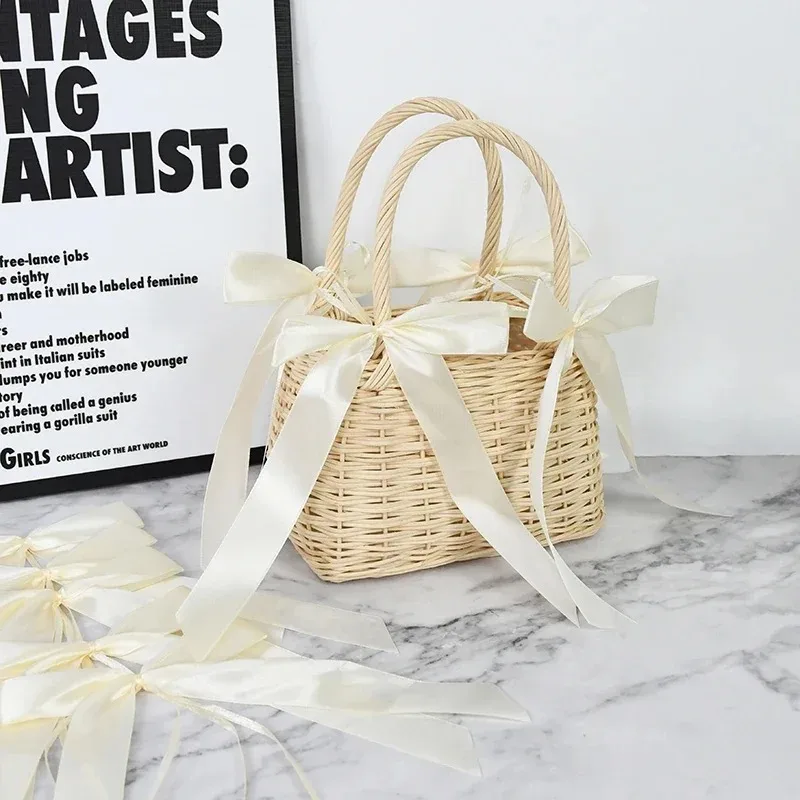 25/50Pcs White Ribbon Bowk Wedding Car Bowknot DIY Gift Wrap Ribbon Bows Romantic Wedding Birthday Party Chair Favors Decoration
