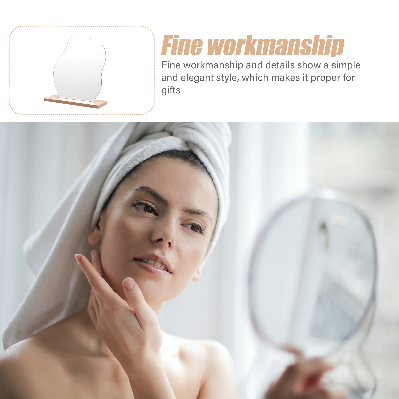 

Stylish Frameless Desktop Vanity Mirror High Definition Smooth Texture Elegant Design Home Mirror Aesthetic Desk Decor